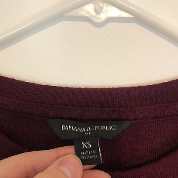 BANANA REPUBLIC Long Sleeve Ruffle Hem Top Burgundy Maroon Wine Red Blouse XS - Picture 5 of 10